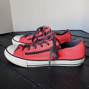 Converse Women's 7 Neon Pink Grey Zipper Sneakers Shoes Funky Bright Summer